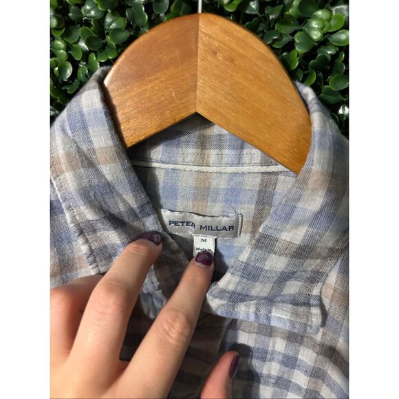 Peter Millar Men’s Plaid Button Down Sz Medium - Picture 2 of 3